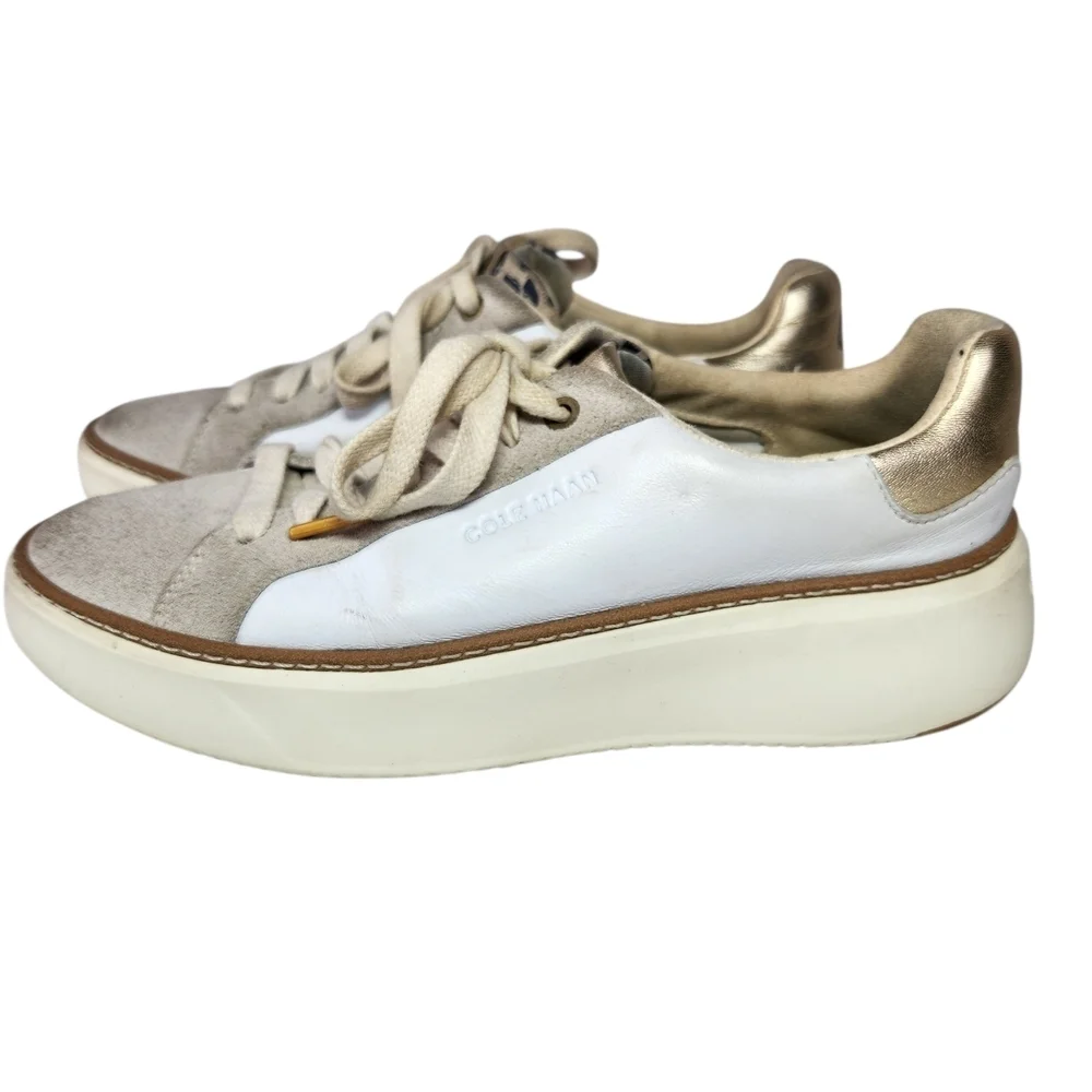 Cole Haan Women's White and Gold Sneakers
